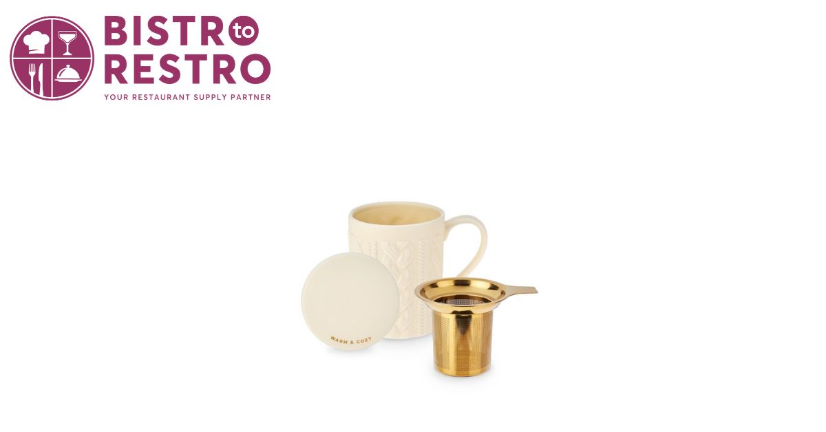  Annette Knit Ceramic Tea Mug with Stainless Steel Infuser by Pinky Up