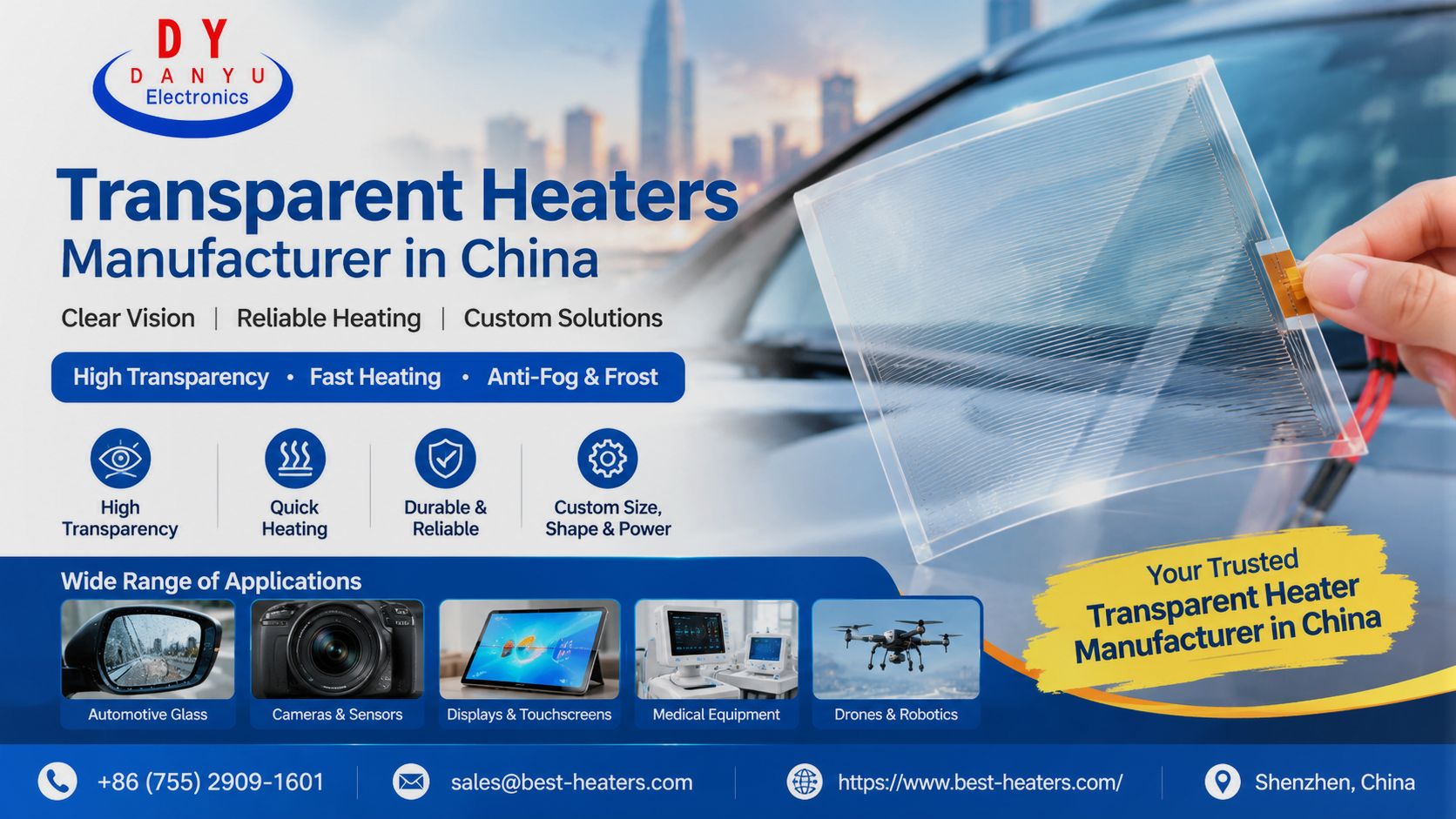  Transparent Heaters Manufacturer in China | Danyu Electronics