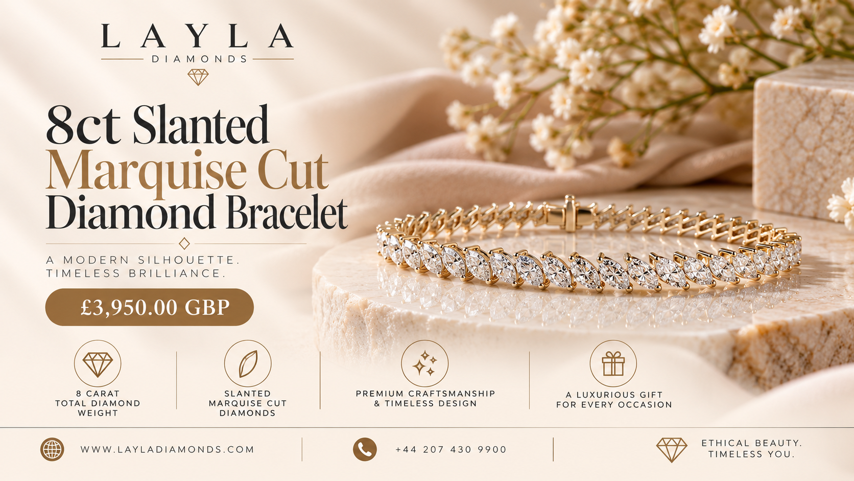  8ct Diamond Bracelet for Women: Elegant Sparkle By Layla Diamonds
