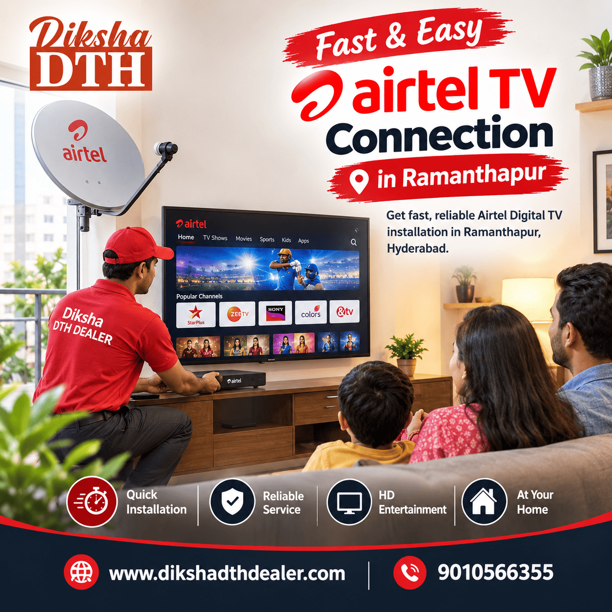  Fast & Easy Airtel TV Connection in Ramanthapur
