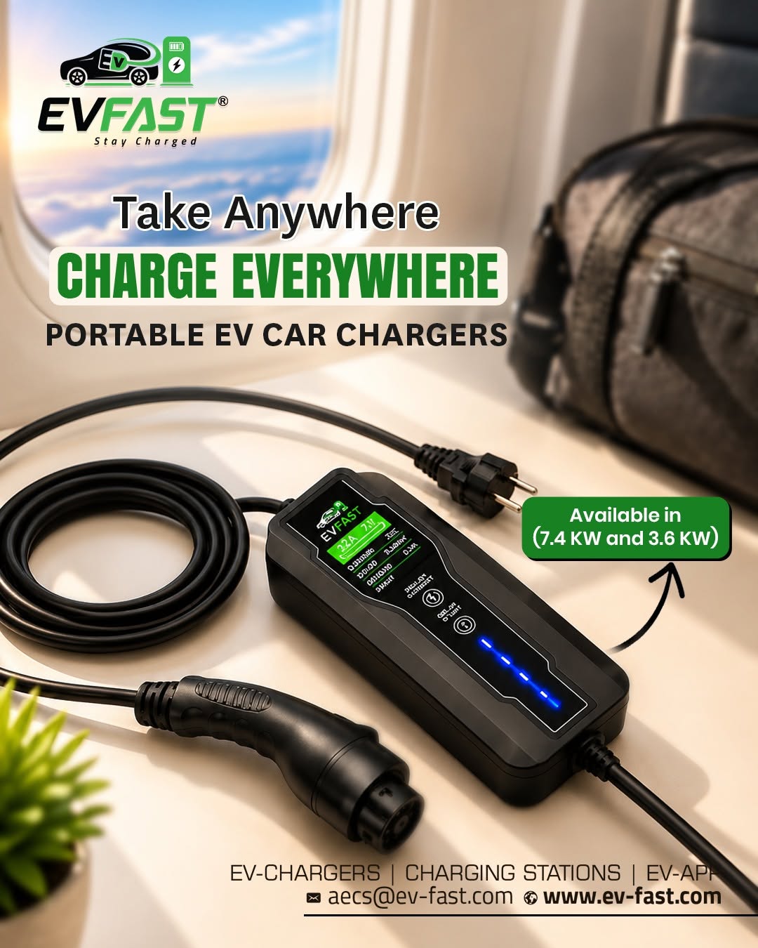  Portable 7.4 kW EV Charger for Everyday Use