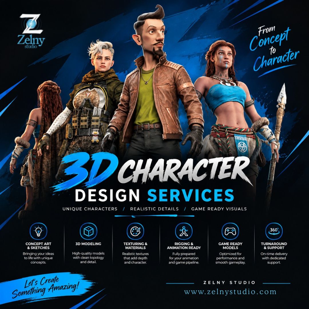  3D Character Design Services | Zelny Studio