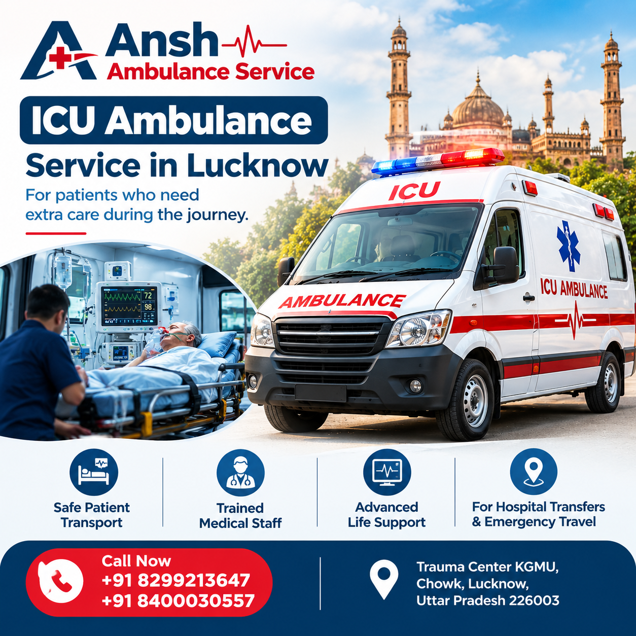  ICU Ambulance Service in Lucknow