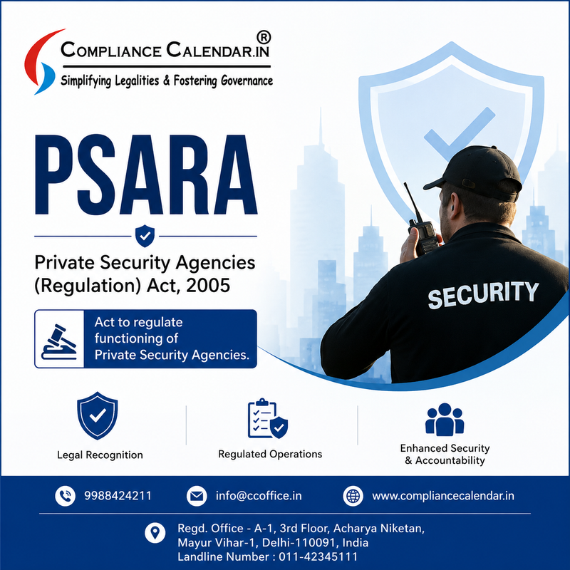  PSARA License Registration for Private Security Agencies in India