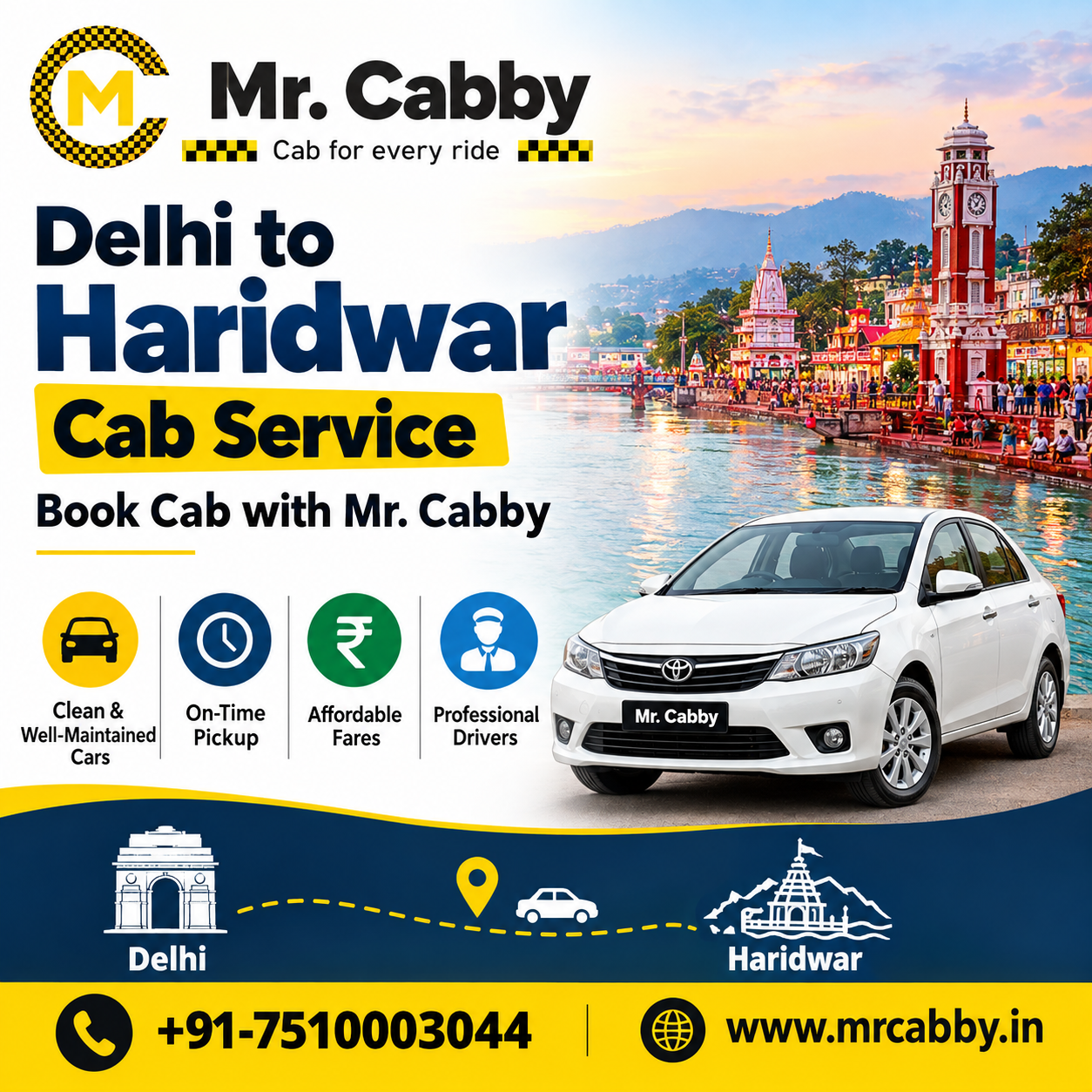  Book Delhi to Haridwar Cab & Taxi with Mr. Cabby