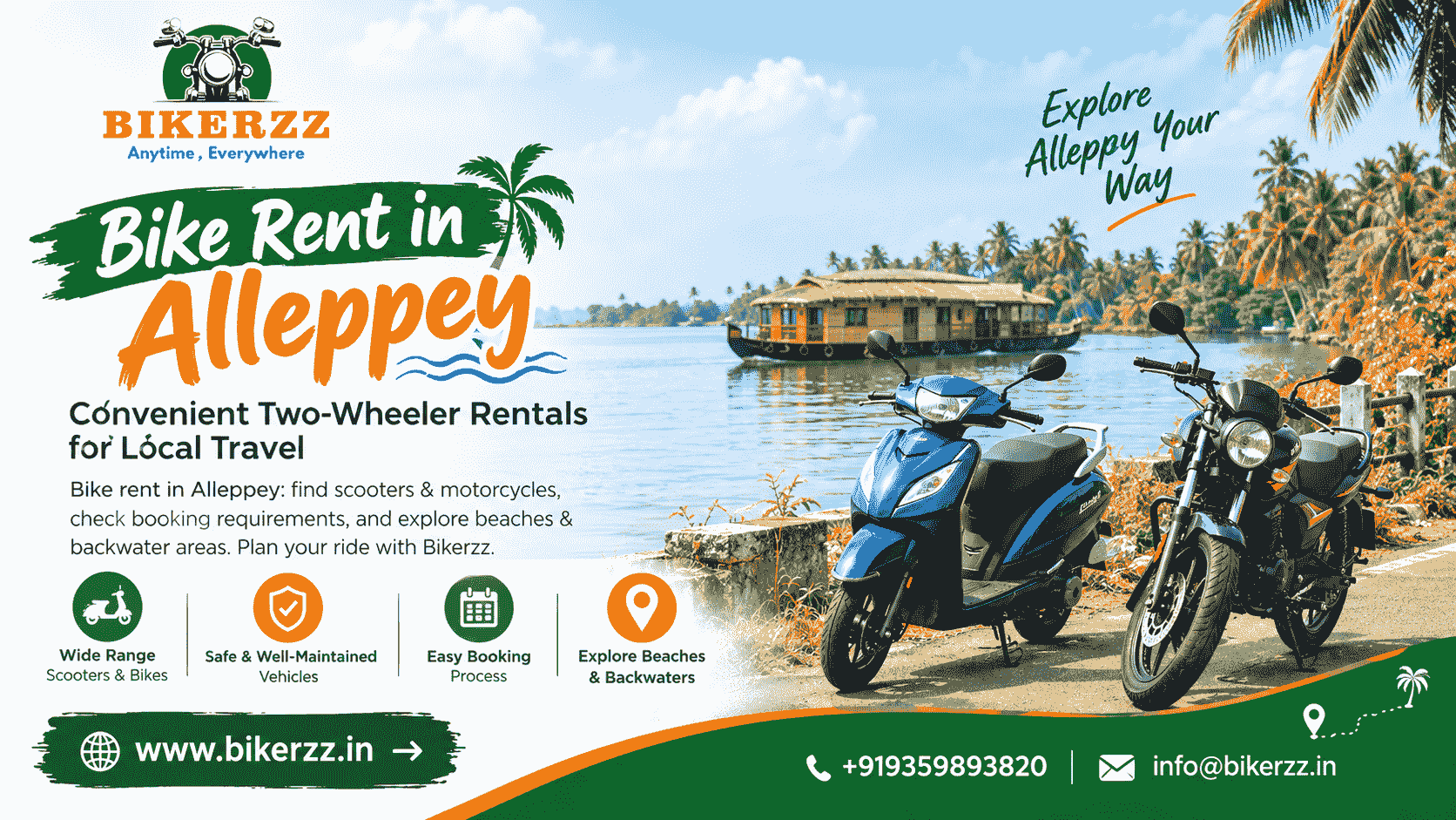  Bike Rent in Alleppey: Convenient Two-Wheeler Rentals for Local Travel