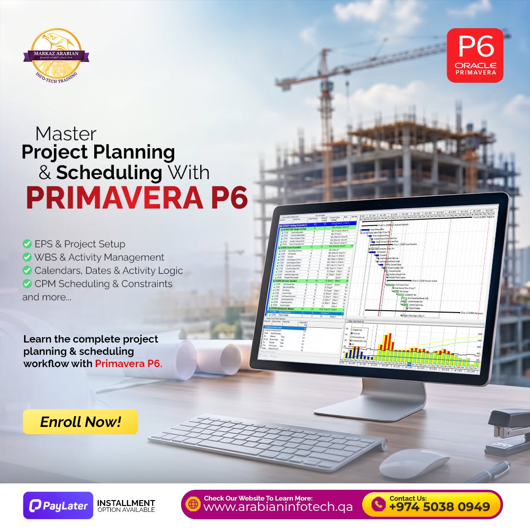  Primavera p6 course in qatar  - Primavera p6 software training  - Primavera training