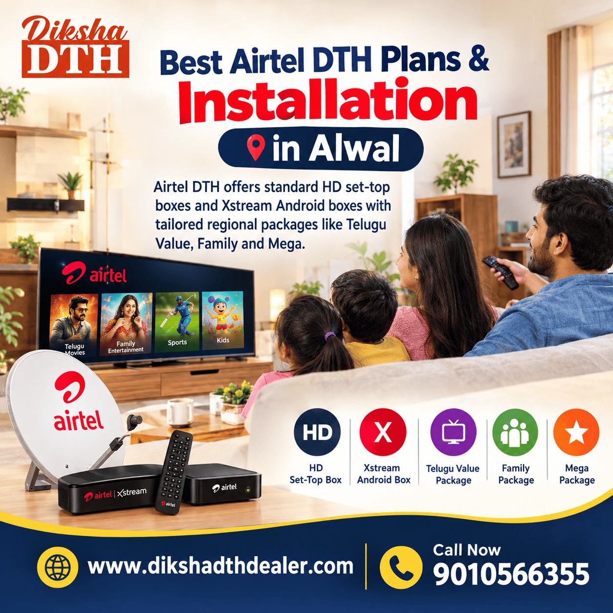  Best Airtel DTH Plans & Installation in Alwal