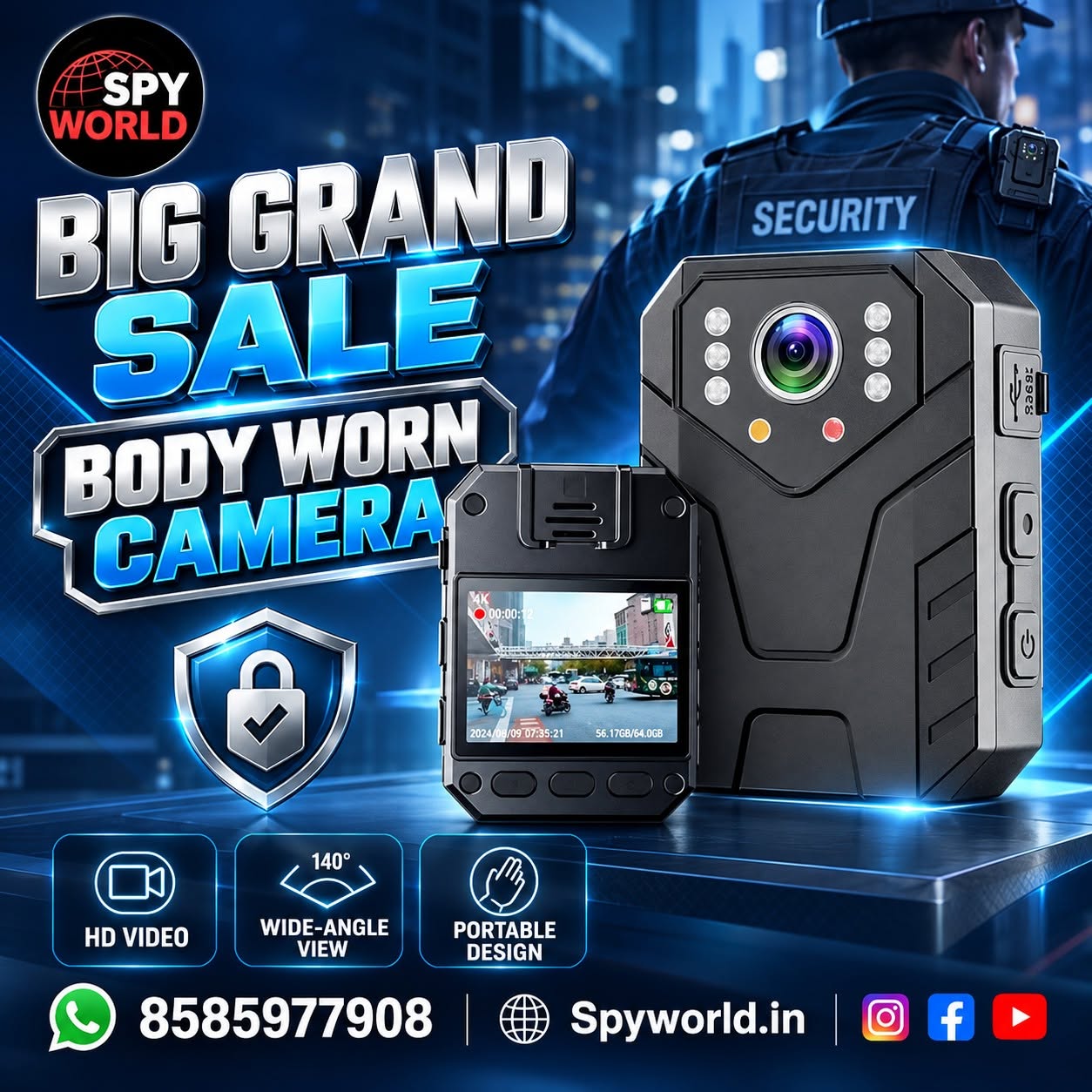  Online Body Worn Camera for Security Guards in Saket Delhi By Spyworld