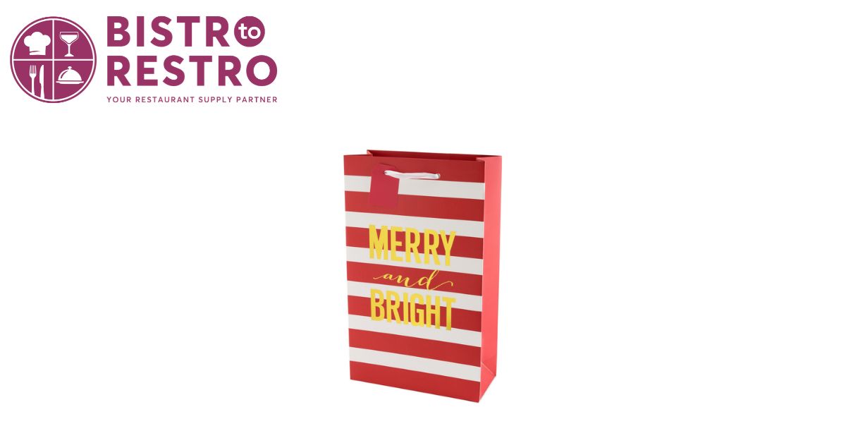  Double Bottle Gift Bag with Merry and Bright Stripes