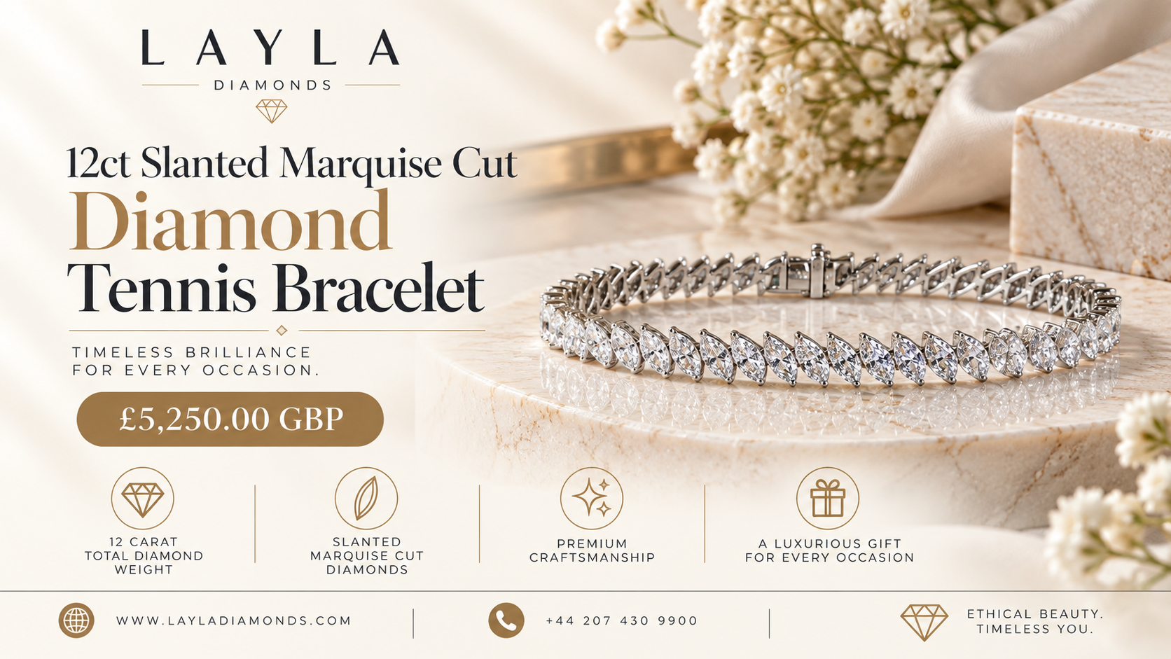  12ct Diamond Tennis Bracelet: Timeless Sparkle | Layla Diamonds