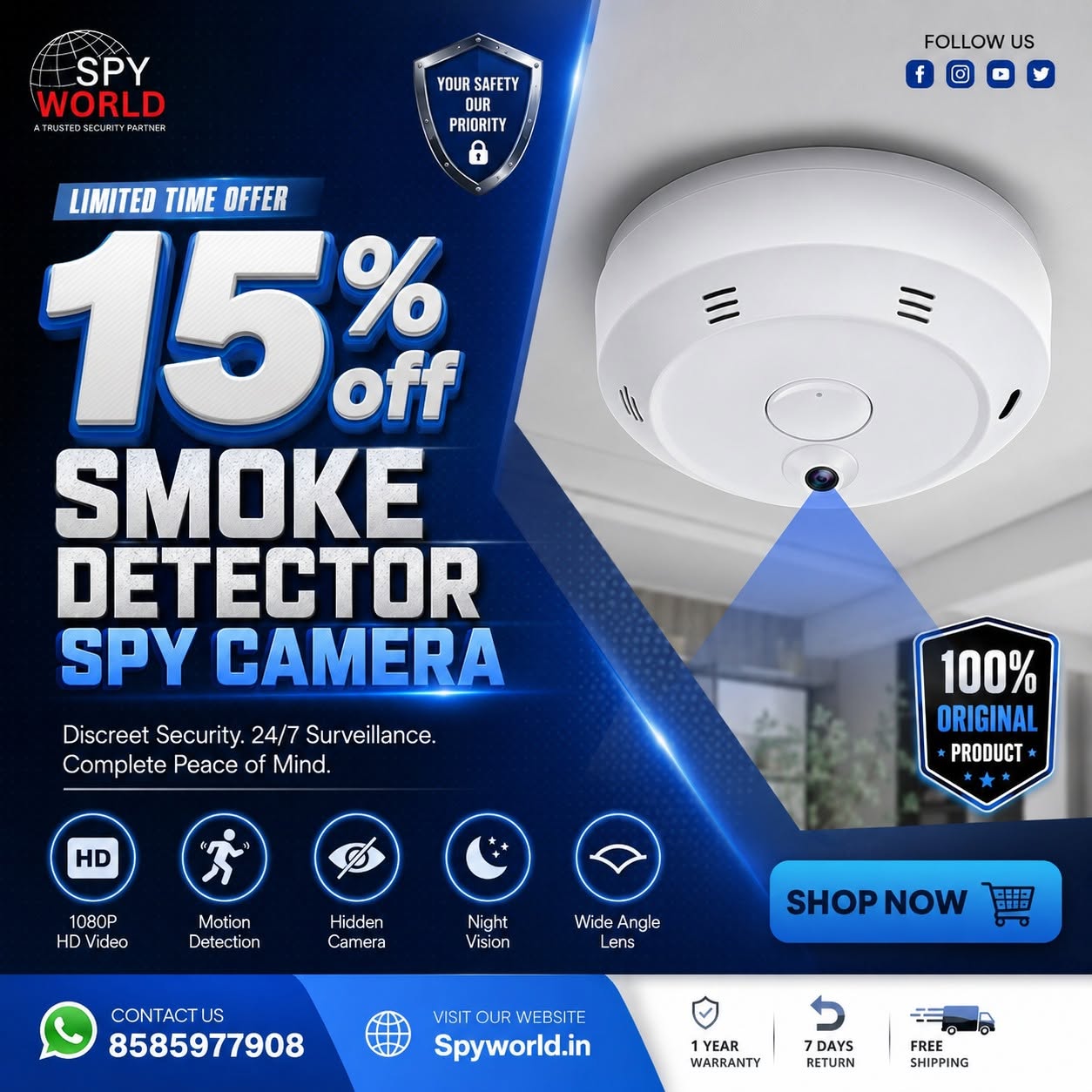  Buy Smoke Detector Online Shoping By Spyworld
