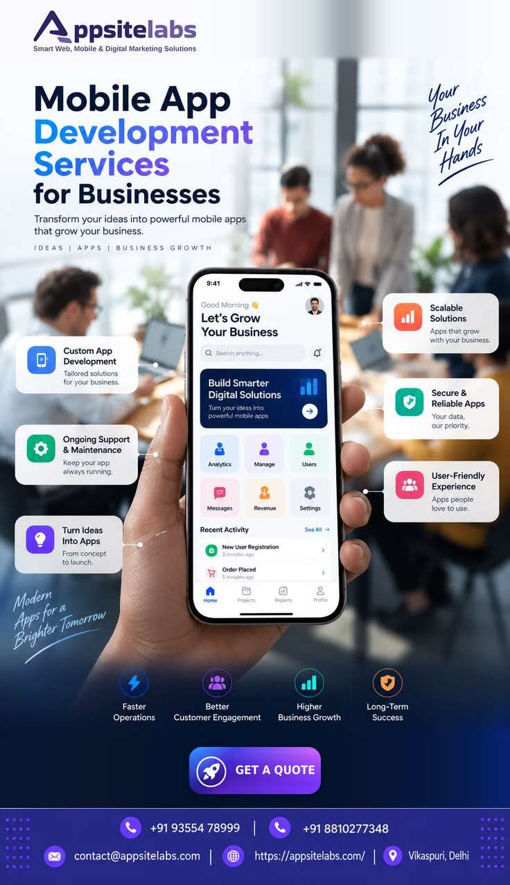  Mobile App Development Company in Delhi | Appsitelabs