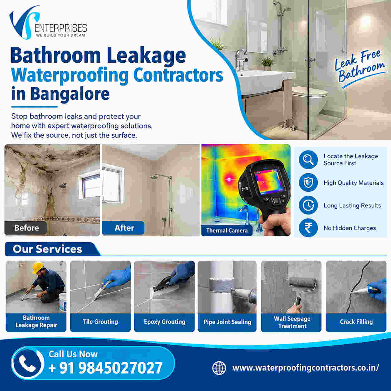  Bathroom leakage waterproofing contractors in Bangalore