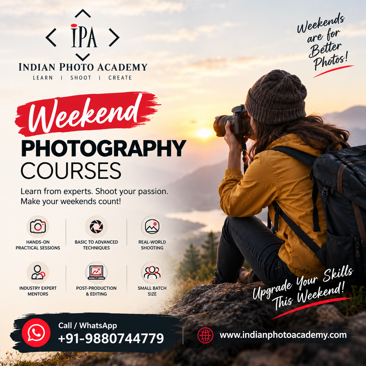  weekend photography courses in IndianPhotoAcademy Bangalore