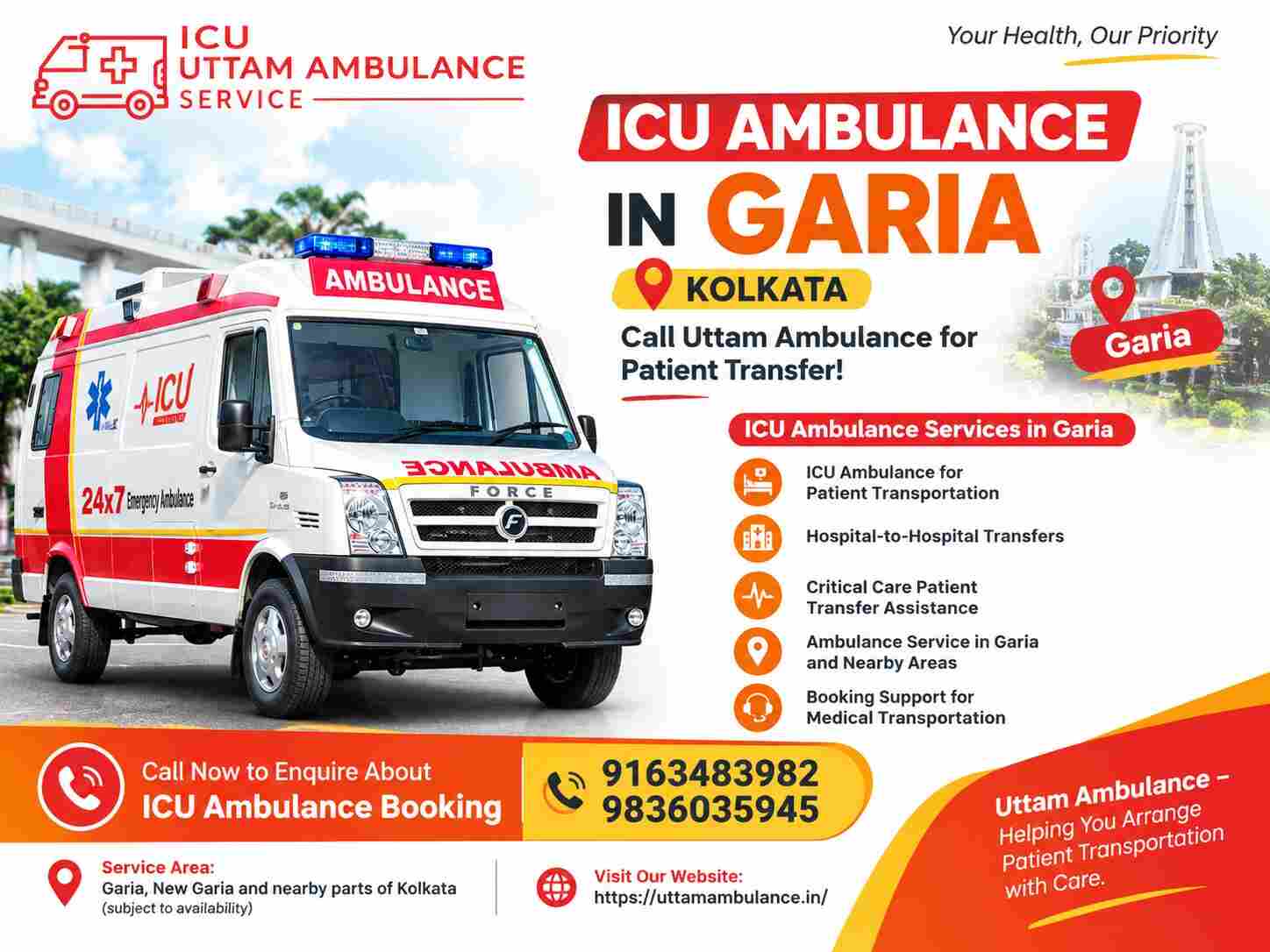  ICU Ambulance in garia with Essential Critical Care Support