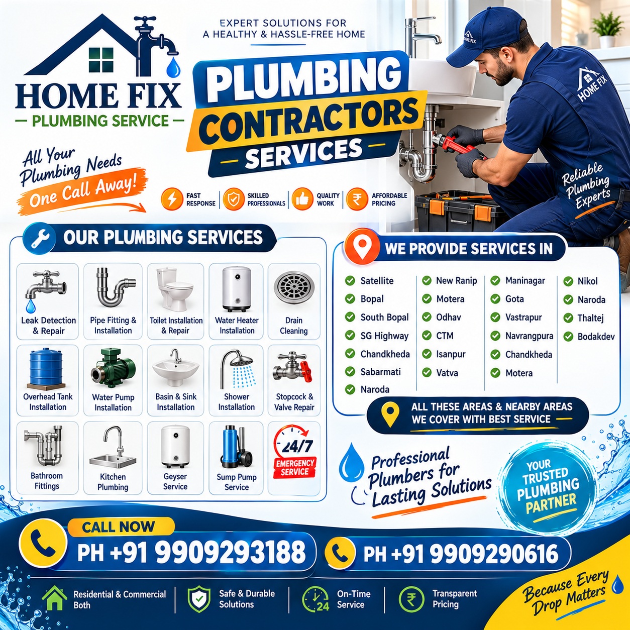  Expert Plumbing Contractors | 24/7 Plumbing Repair & Installation