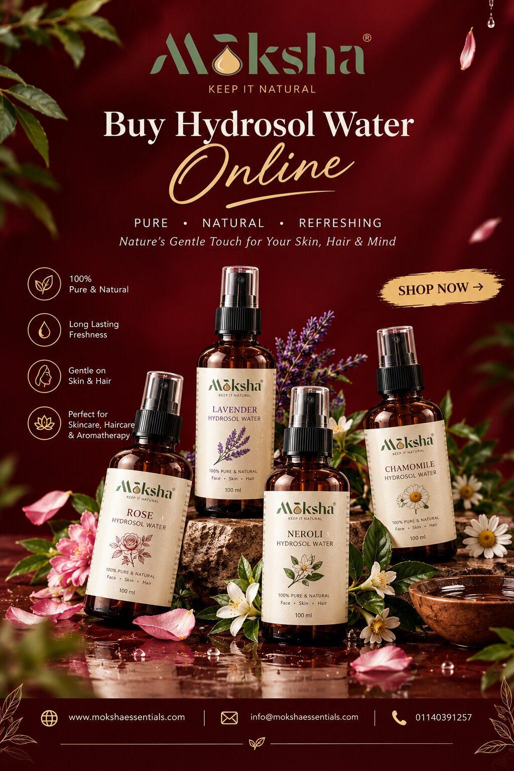  Buy Pure Hydrosol Water Online | Moksha Essentials