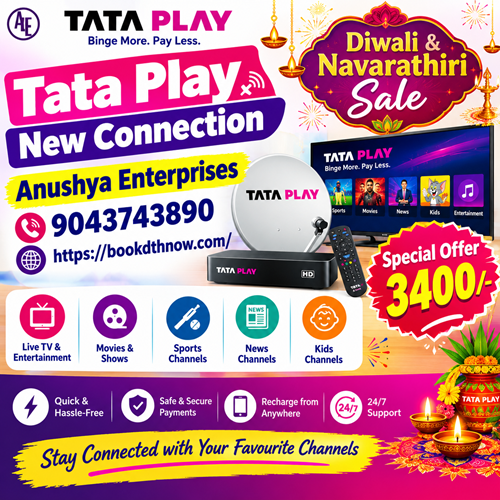  Tata Play HD Connection in Tiruvallur | Kakkalur | 9043743890