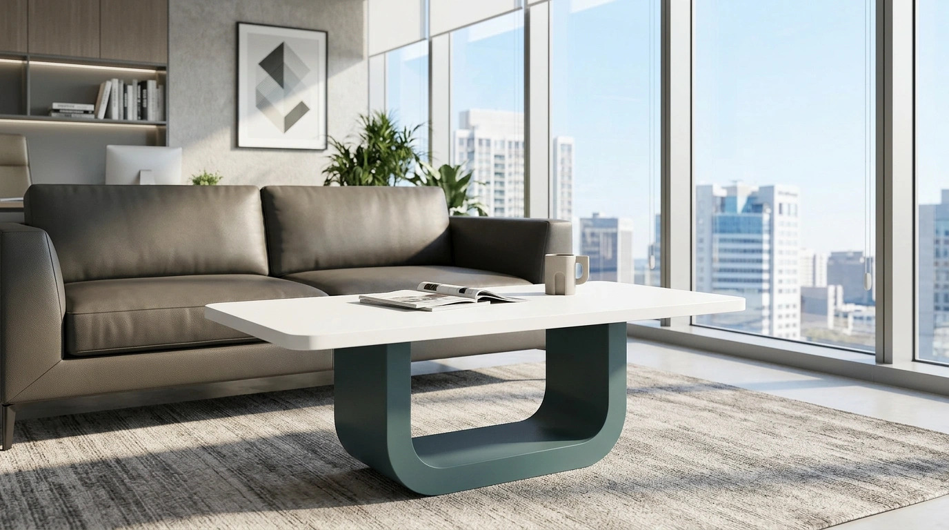  White Luxury Rectangular Coffee Table with Lower Shelf | Ergospace UAE