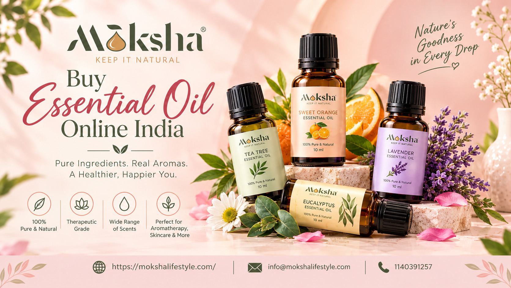  Buy Natural Essential Oil Online in India from Moksha Lifestyle