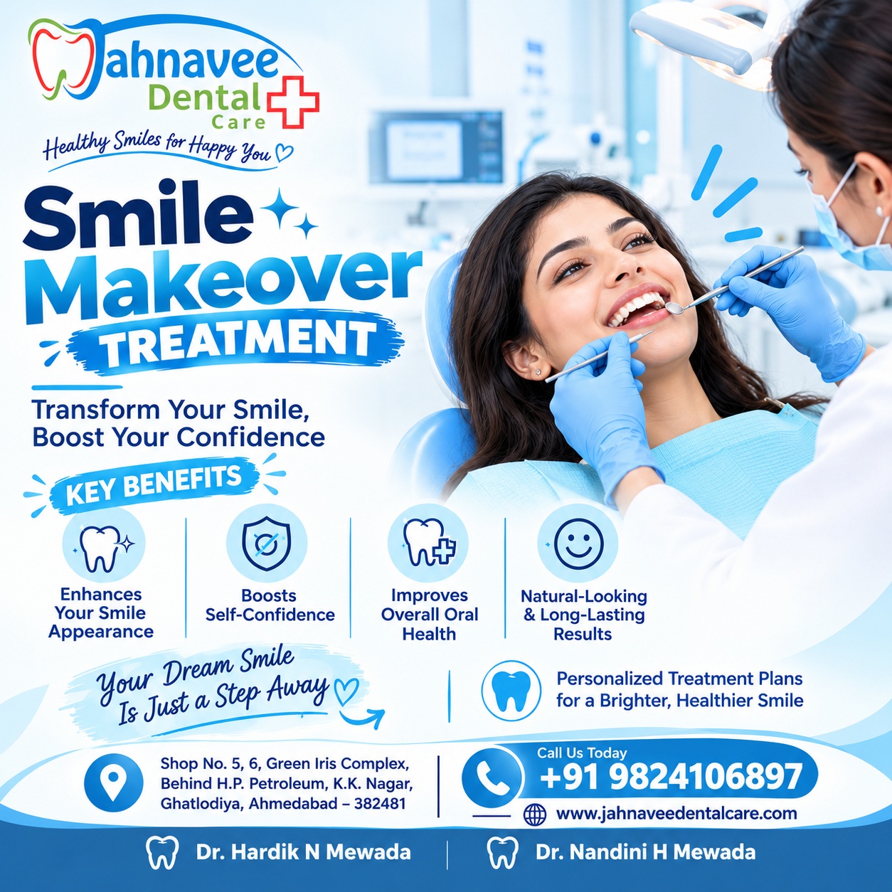  Smile Makeover Treatment in Ahmedabad | Jahnavee Dental Care