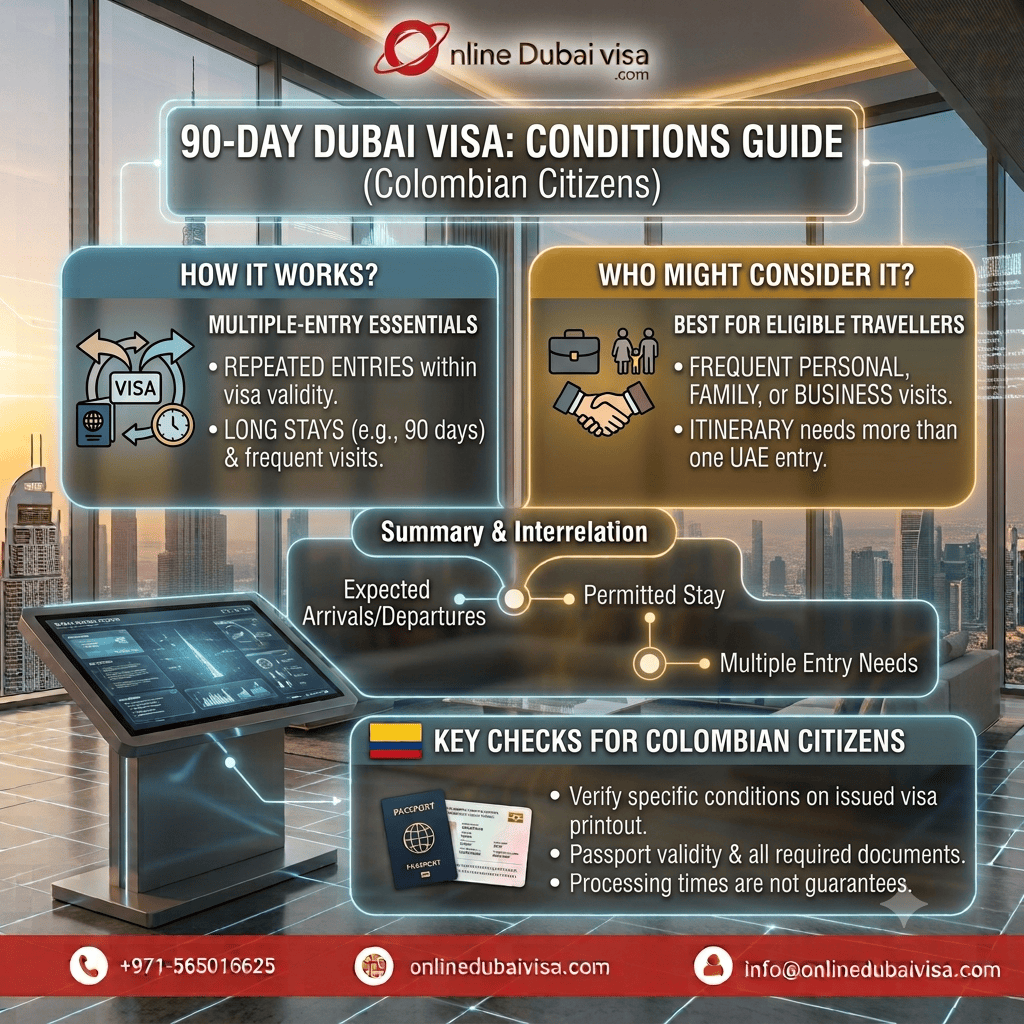  90-Day Multiple-Entry Dubai Visa for Colombians: Understanding the Listed Conditions