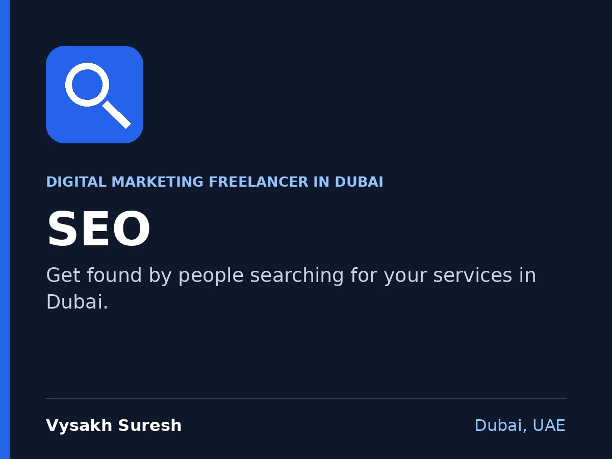  Vysakh Suresh | Digital Marketing Freelancer In Dubai
