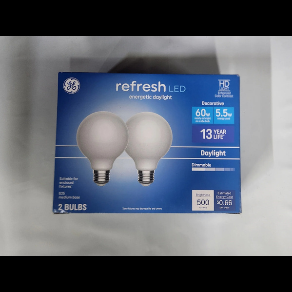  GE Refresh LED 60W G25 Globe Bulb, Daylight 5000K