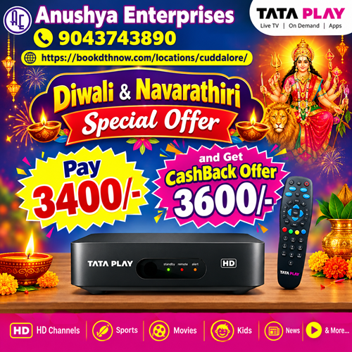  Tata Play HD Connection in Cuddalore | New DTH Connection & Installation | 9043743890