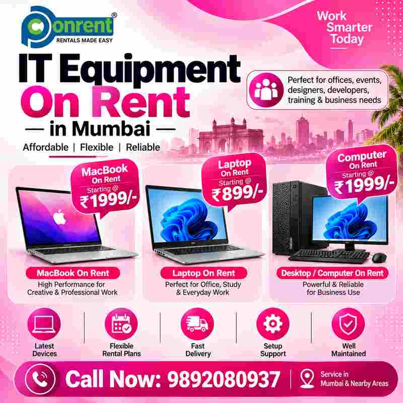  💻🖥️🍎 Laptop, Graphic Computer & MacBook On Rent in Mumbai | Navi Mumbai | Thane