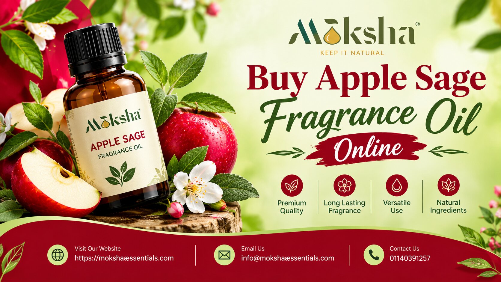  Buy Fresh Apple Sage Fragrance Oil Online | Moksha Essentials