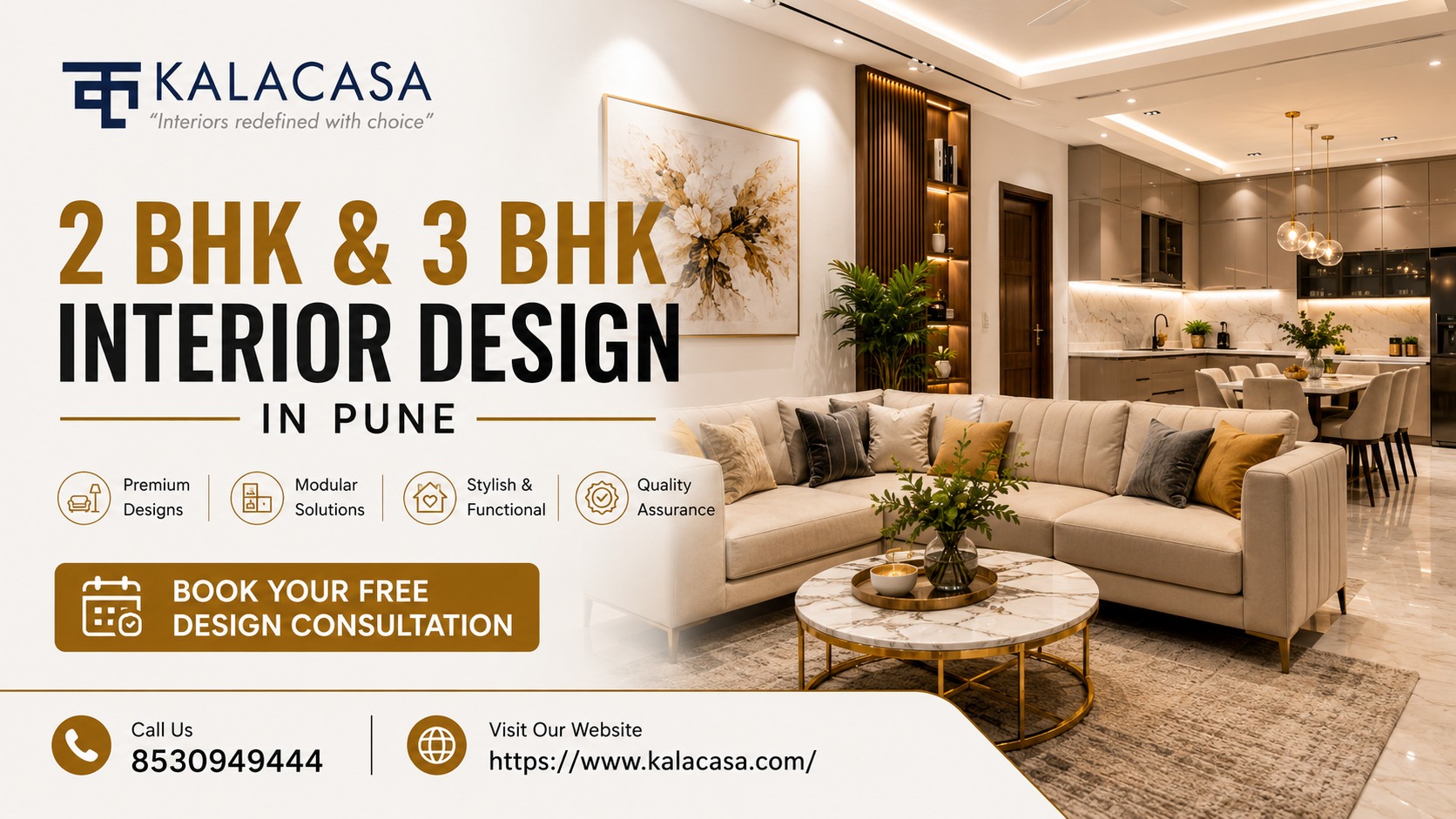  2 Bhk Interior Designing Service in Pune | 3BHK Interior Design Packages in Pune-kalacasa studio