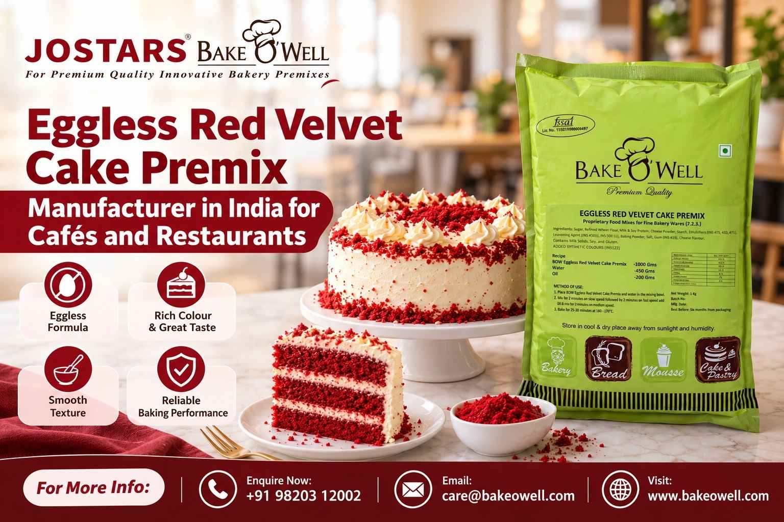  Eggless Red Velvet Cake Premix Manufacturer in India for Cafés and Restaurants