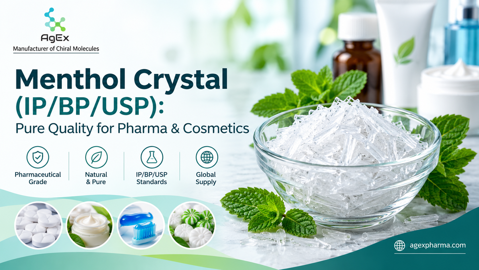  Menthol Crystal (IP/BP/USP) Supplier for Pharma & Cosmetics