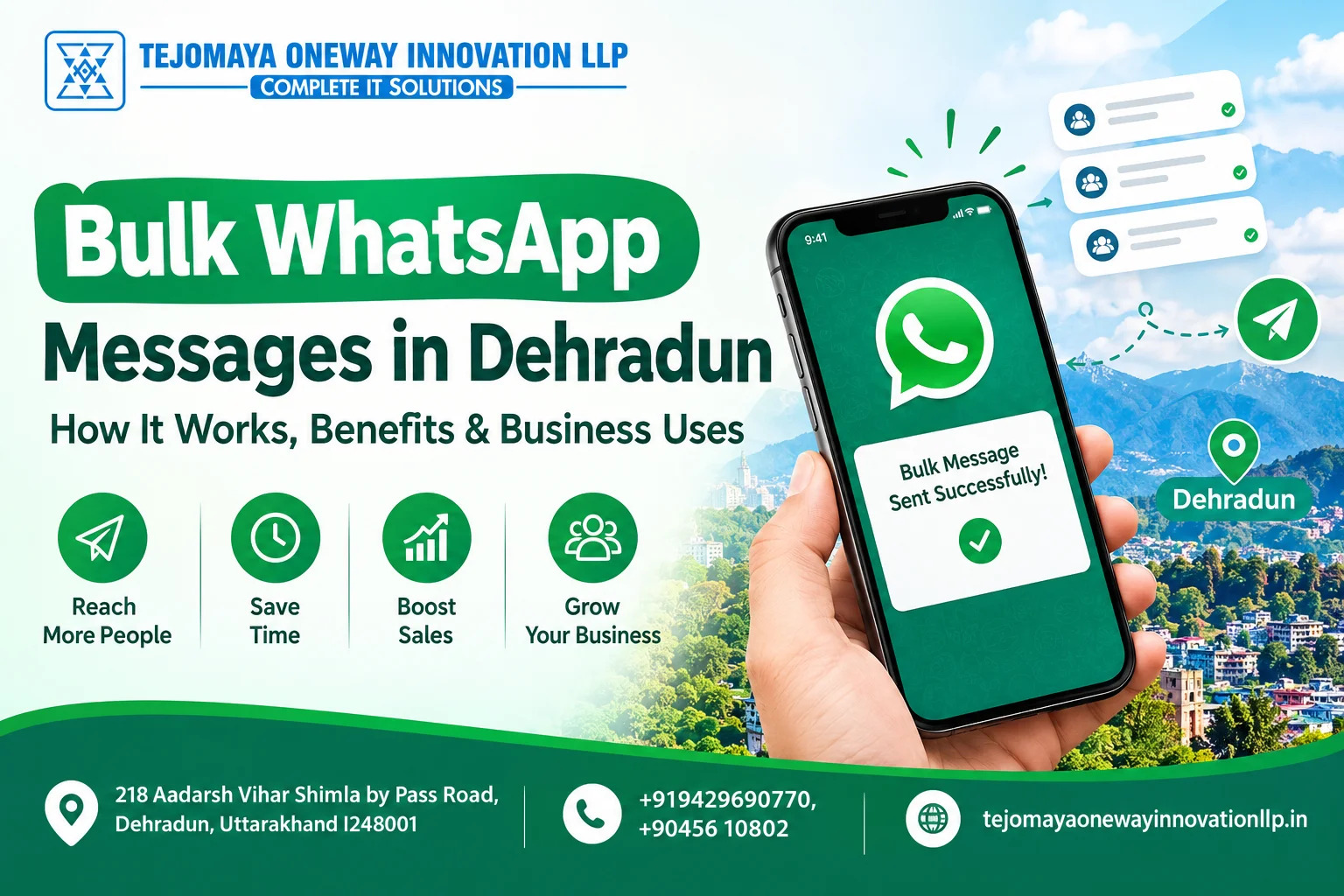  Bulk WhatsApp Messages in Dehradun |  How It Works, Benefits & Business Uses