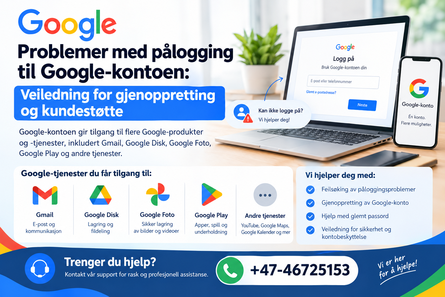  Problemer med pålogging til Google-kontoen: Veiledning for gjenoppretting og kundestøtte