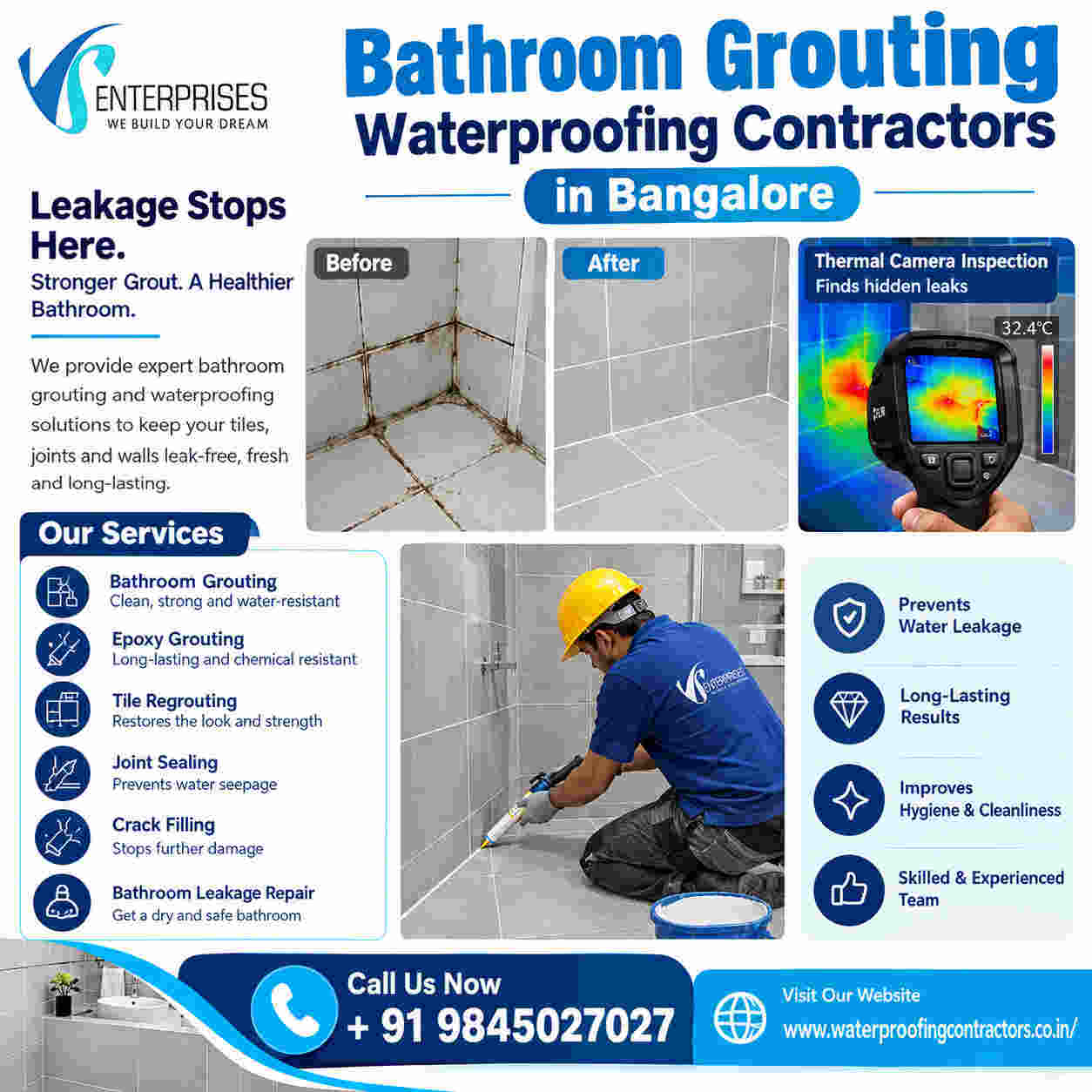  Bathroom Grouting waterproofing Contractors in Bangalore