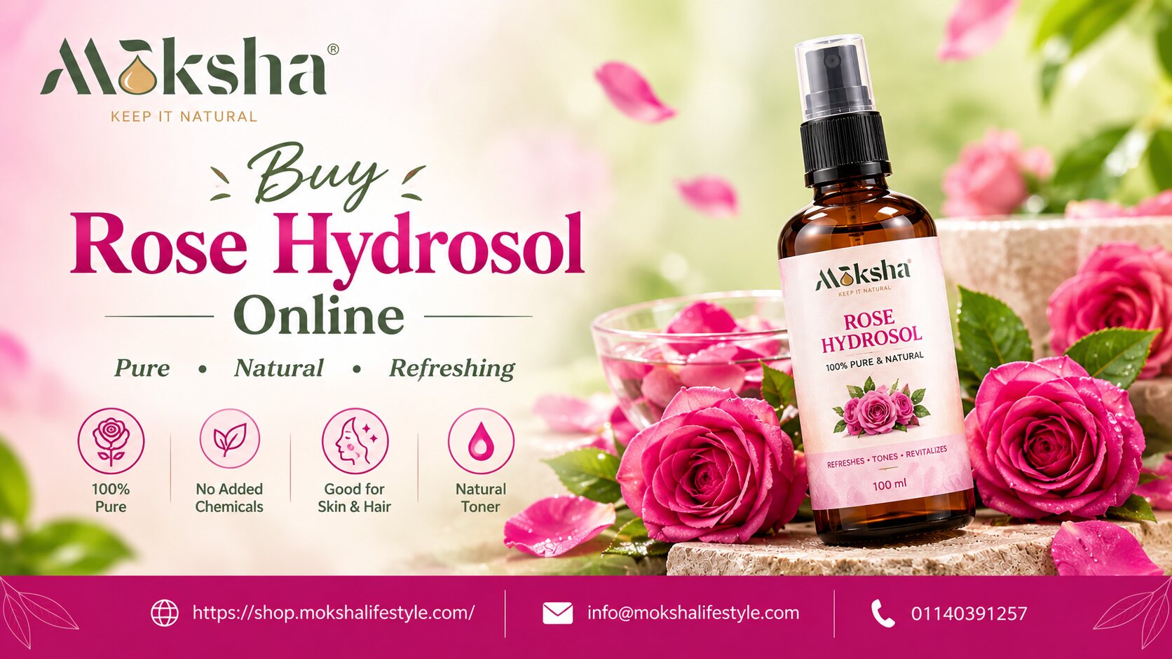  Shop Pure Rose Hydrosol Online | Moksha Lifestyle