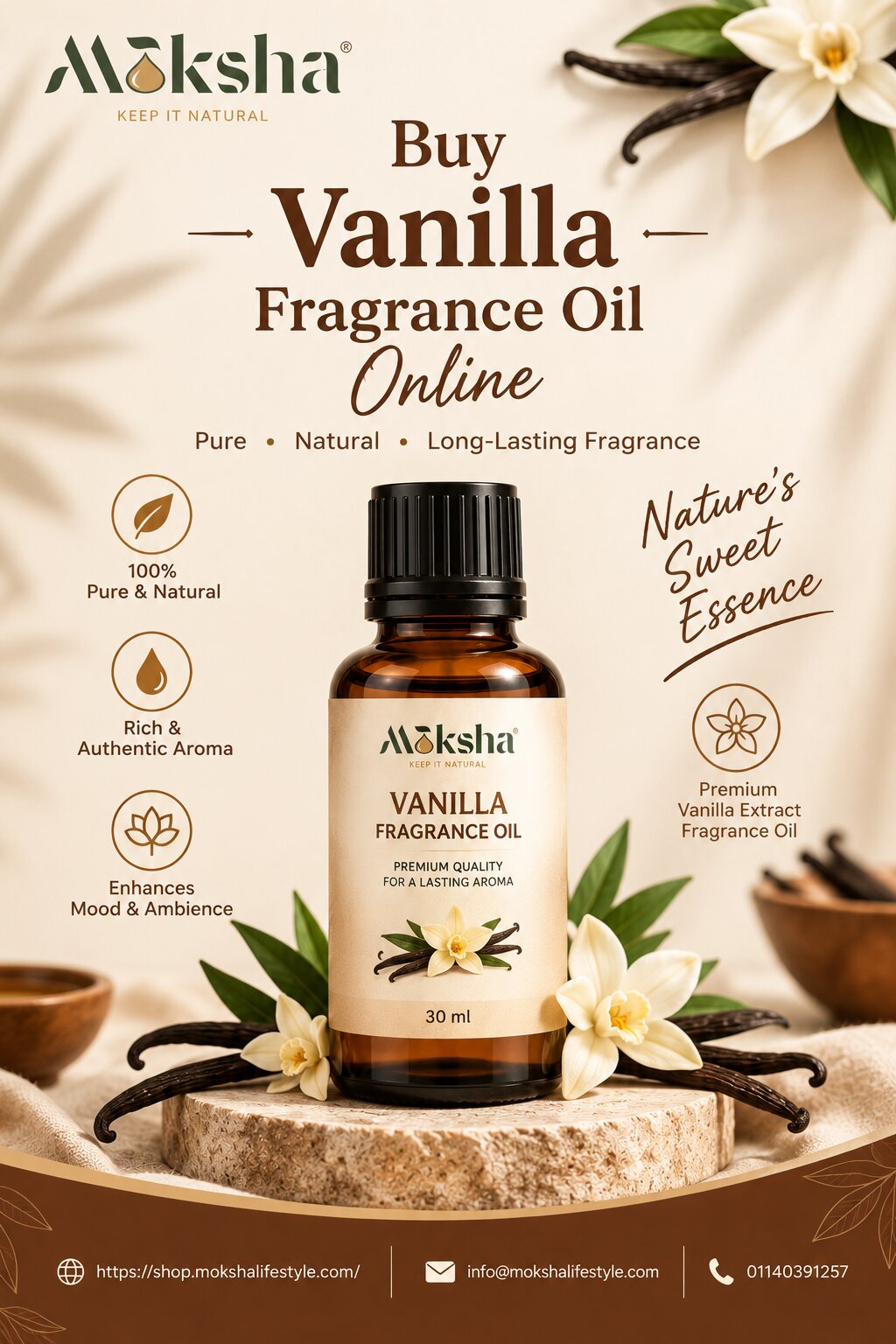  Buy Pure Vanilla Fragrance Oil Online | Moksha Lifestyle