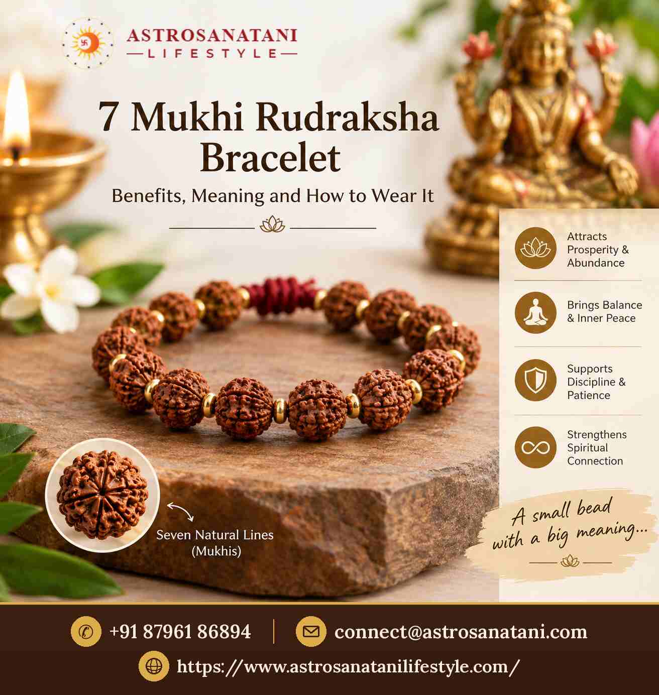  7 Mukhi Rudraksha Bracelet Online | Benefits & Spiritual Significance