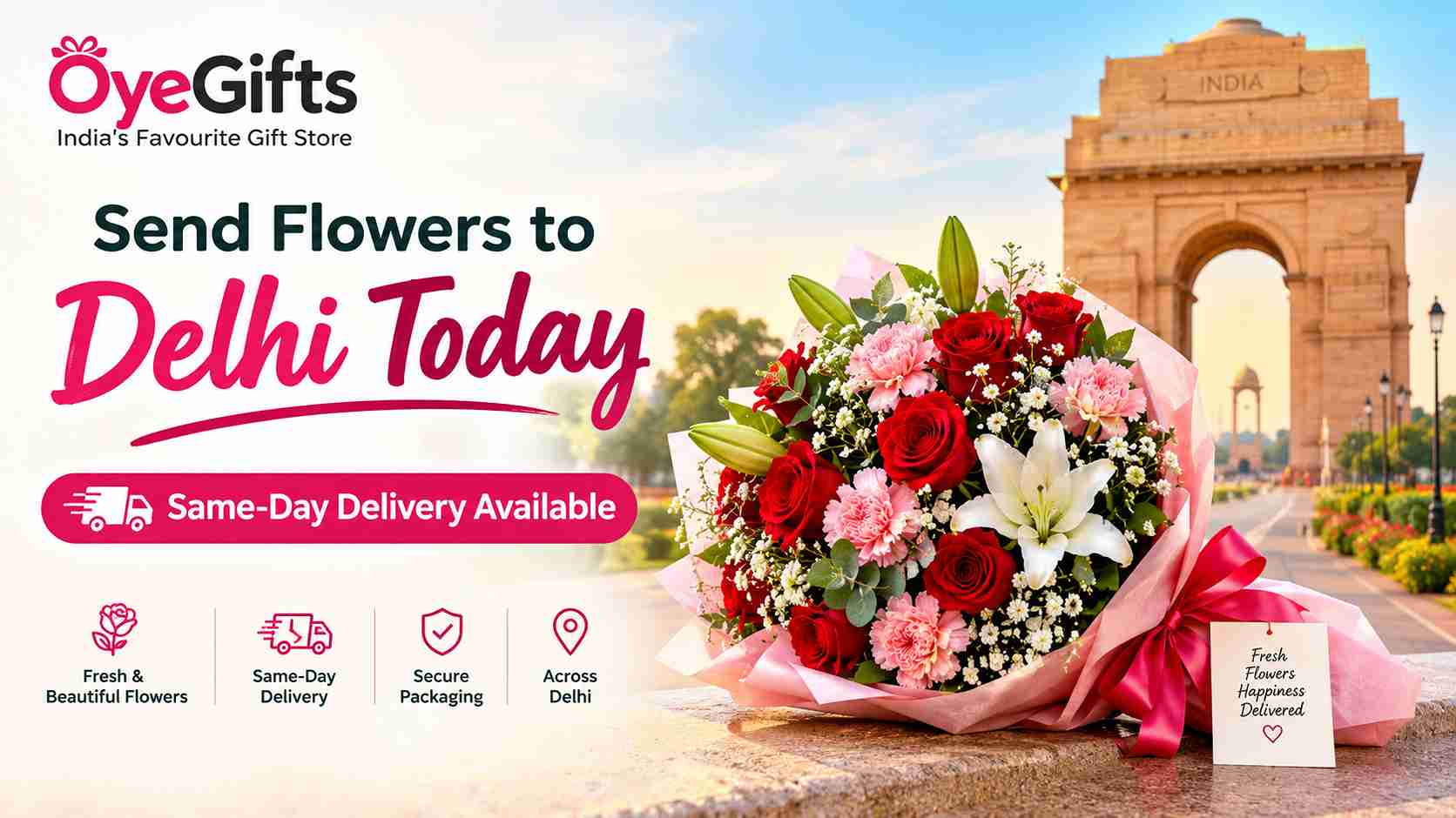  Send Flowers to Delhi Today | Same-Day Delivery Available
