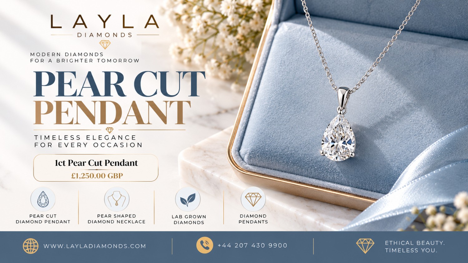  1ct Pear Cut Pendant: Pear Shaped Diamond Pendant By Layla Diamonds