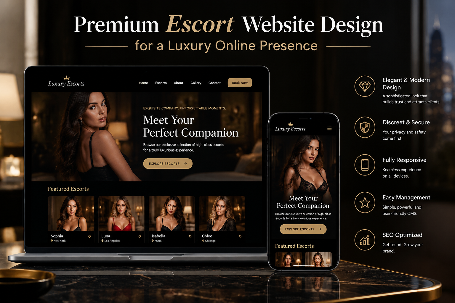  Premium Escort Website Design for a Luxury Online Presence