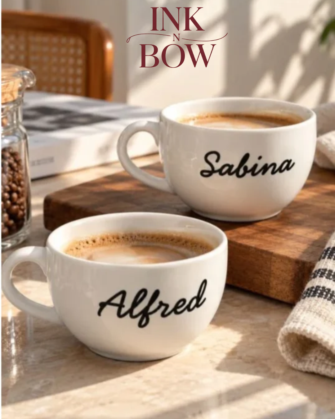  Order Signature Brew White Cup Set of 2 for Couples - Ink N Bow
