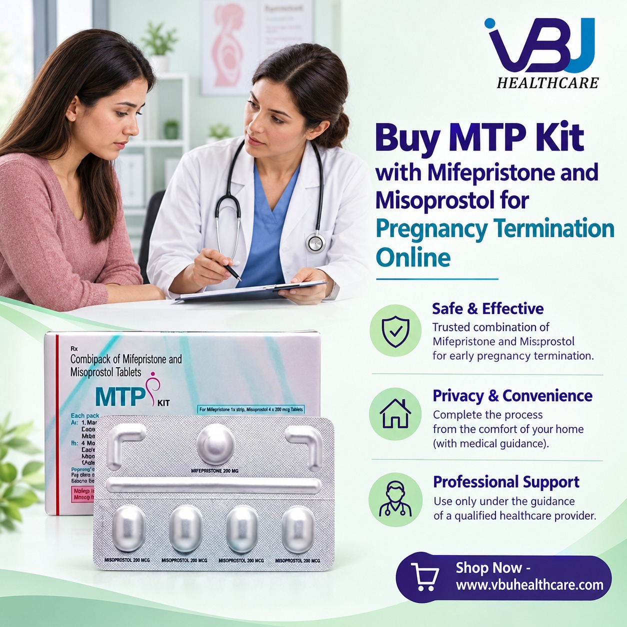  Buy MTP Kit with Mifepristone and Misoprostol for Pregnancy Termination Online