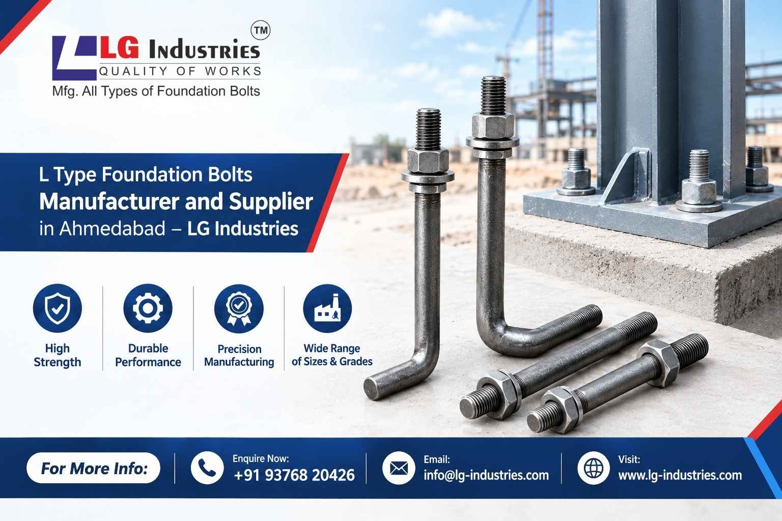  L Type Foundation Bolts Manufacturer and Supplier in Ahmedabad – LG Industries