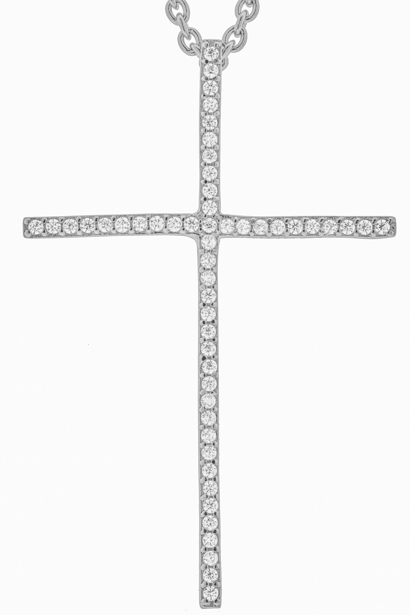 Micro Pave Stick Cross Pendant in Gold or Silver