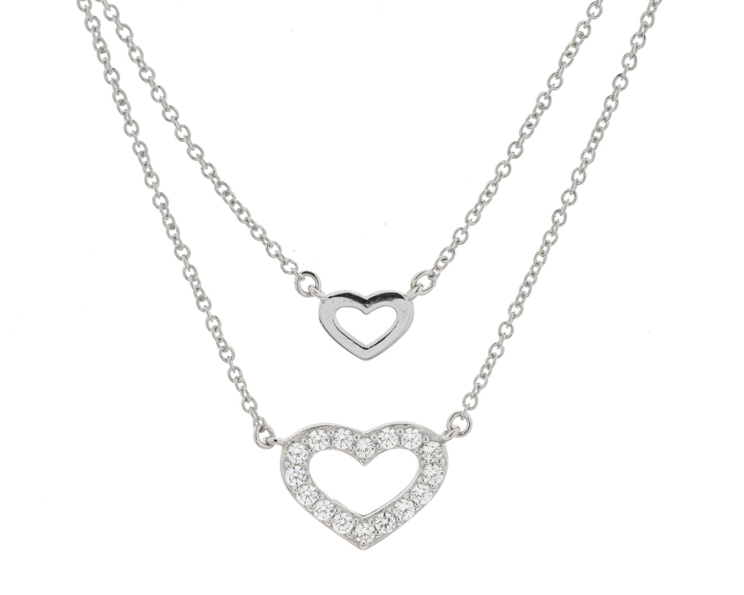  Heart Necklace – Petite Double Heart Bib Necklace