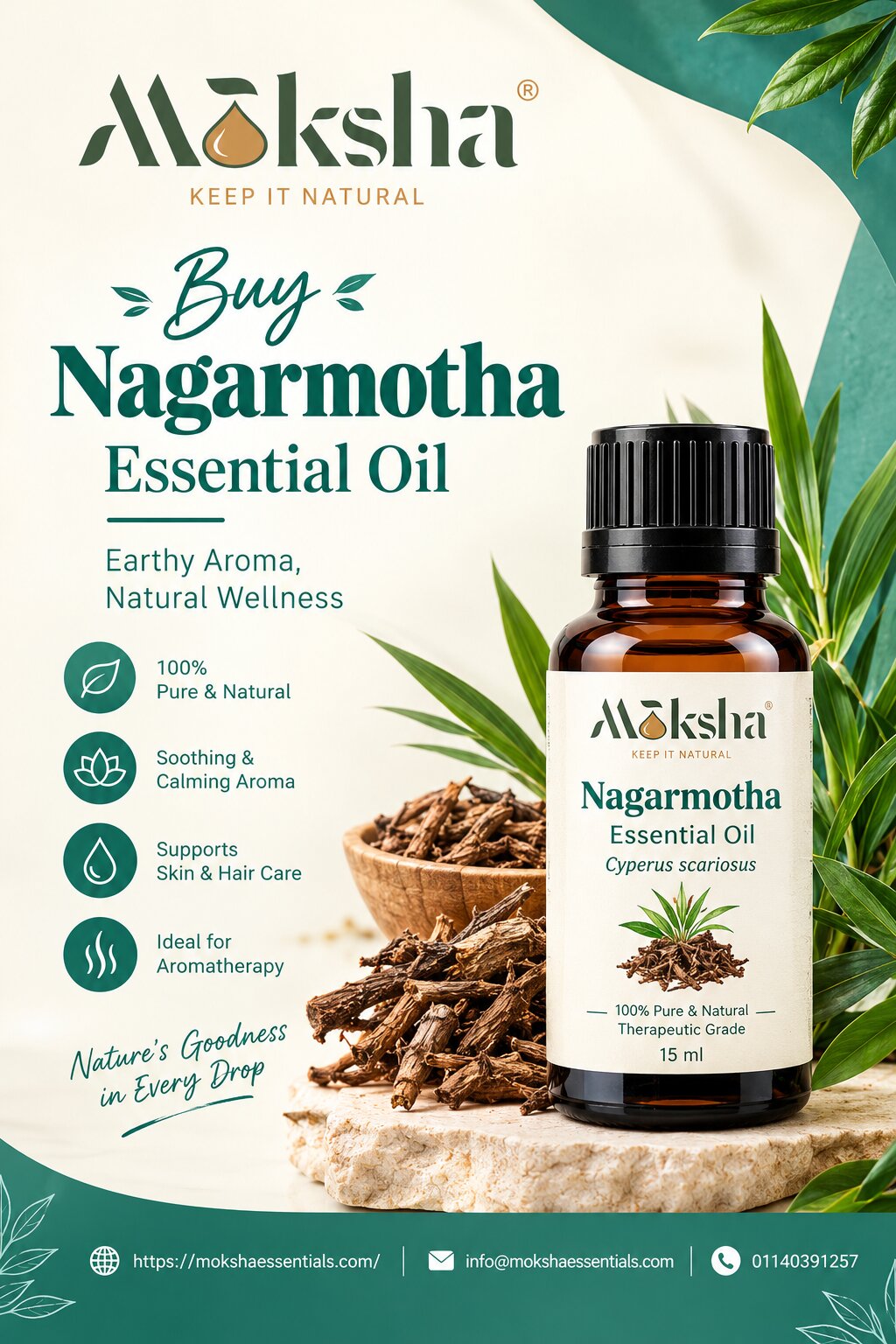  : Buy Nagarmotha Essential Oil Online | Moksha Essentials